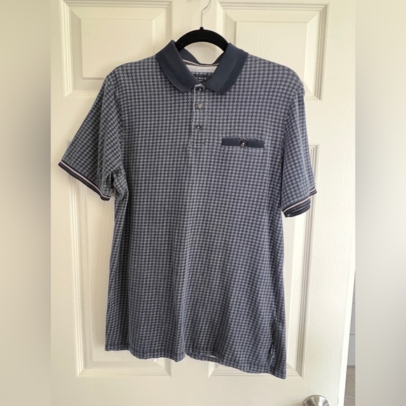 Ted Baker Men’s Dark Blue Textured Polo Shirt - Picture 4 of 5